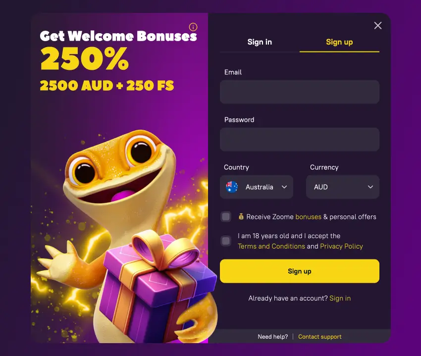 zoome registration window